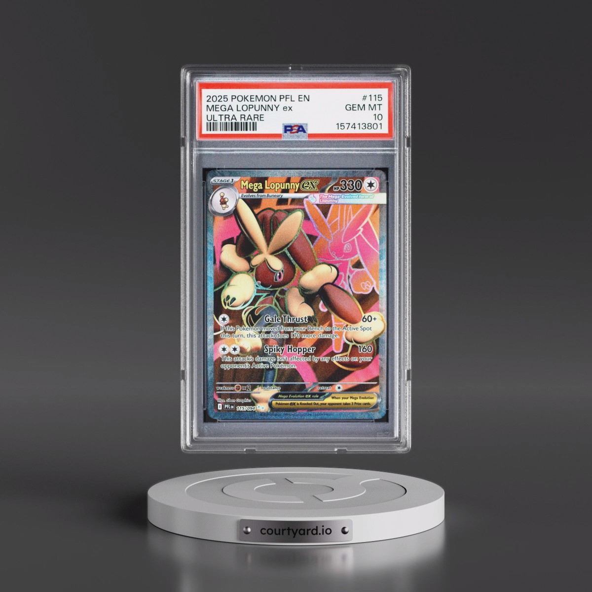2025 Pokémon Pfl EN-Phantasmal Flames #115 Mega Lopunny EX - Holo Ultra Rare (PSA 10 GEM MINT)