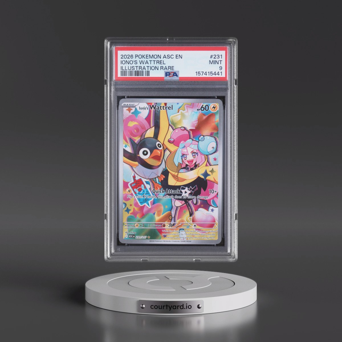 2026 Pokémon Asc EN-Ascended Heroes #231 Iono's Wattrel - Illustration Rare (PSA 9 MINT)
