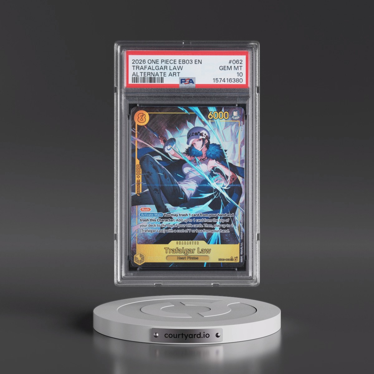 2026 One Piece EB03-Extra Booster -One Piece Heroines Edition #062 Trafalgar Law - Alternate Art (PSA 10 GEM MINT)