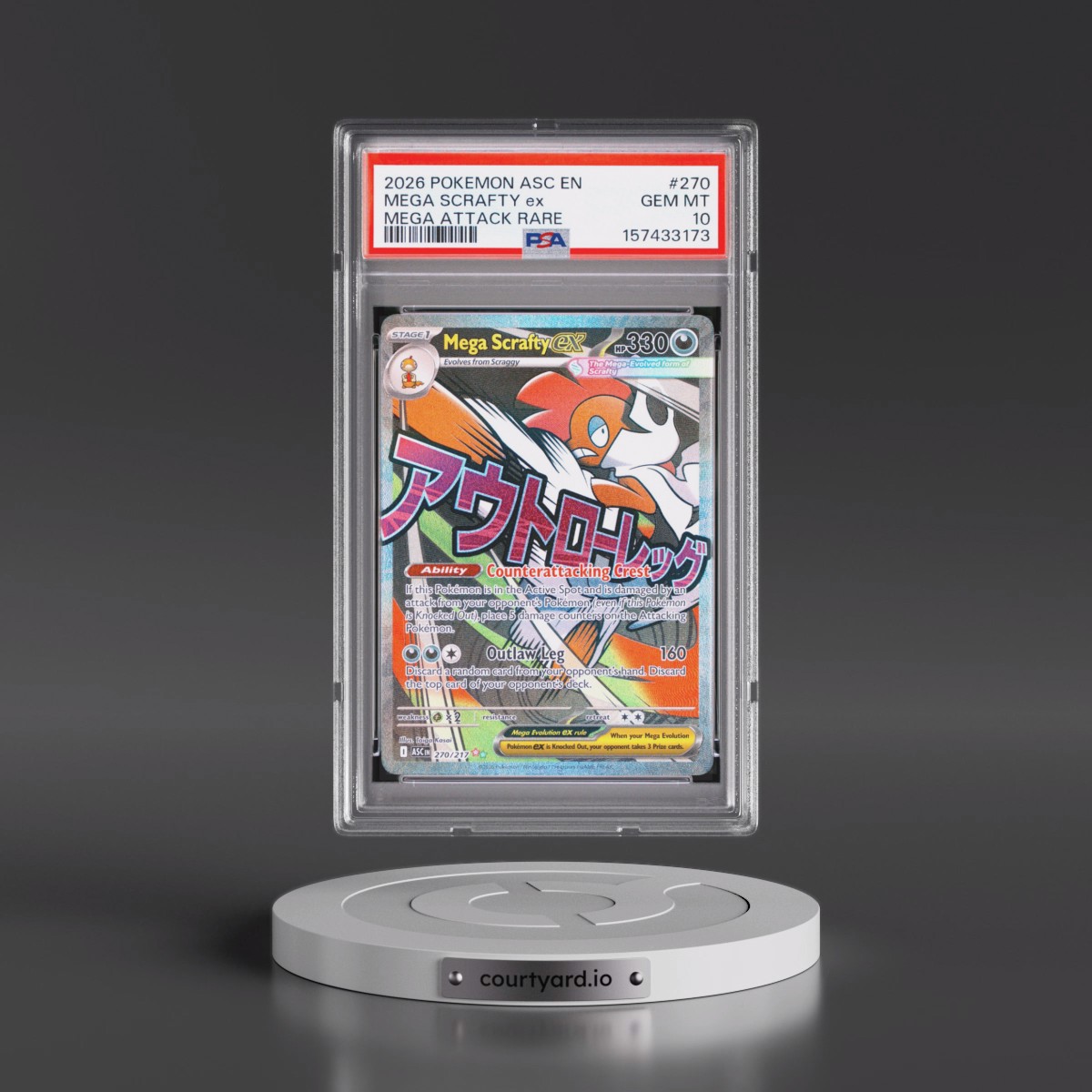 2026 Pokémon Asc EN-Ascended Heroes #270 Mega Scrafty EX - Holo Mega Attack Rare (PSA 10 GEM MINT)
