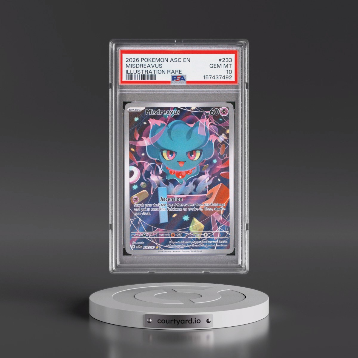 2026 Pokémon Asc EN-Ascended Heroes #233 Misdreavus - Illustration Rare (PSA 10 GEM MINT)