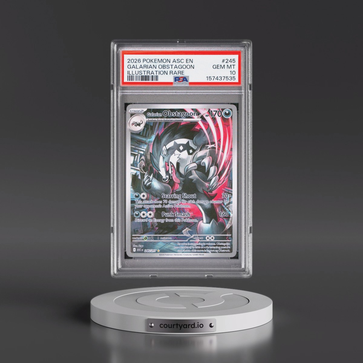 2026 Pokémon Asc EN-Ascended Heroes #245 Galarian Obstagoon - Illustration Rare (PSA 10 GEM MINT)