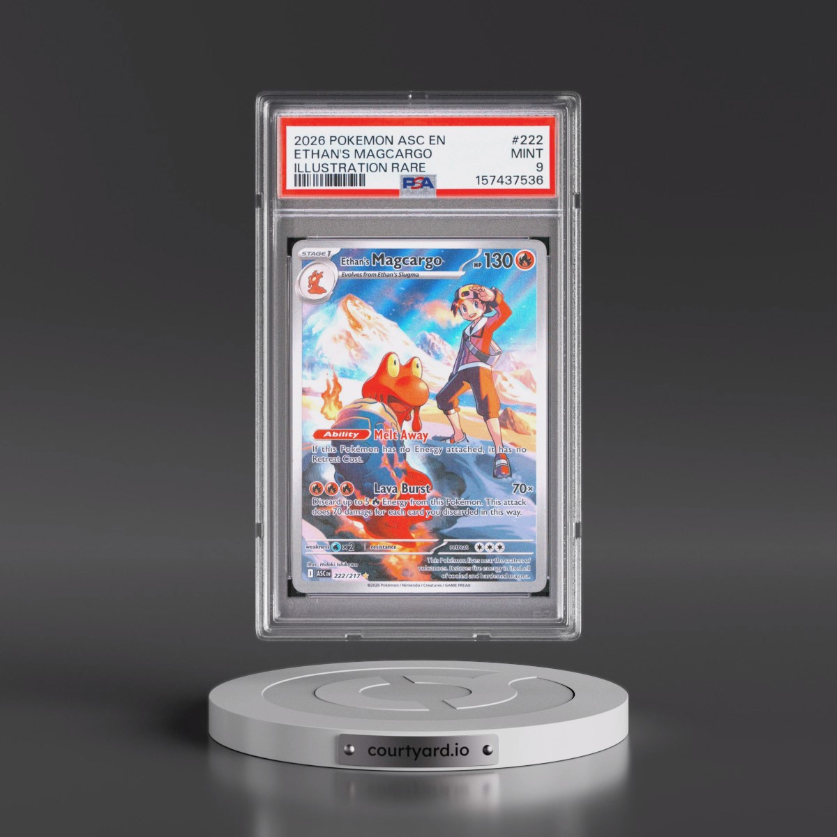 2026 Pokémon Asc EN-Ascended Heroes #222 Ethan's Magcargo - Illustration Rare (PSA 9 MINT)