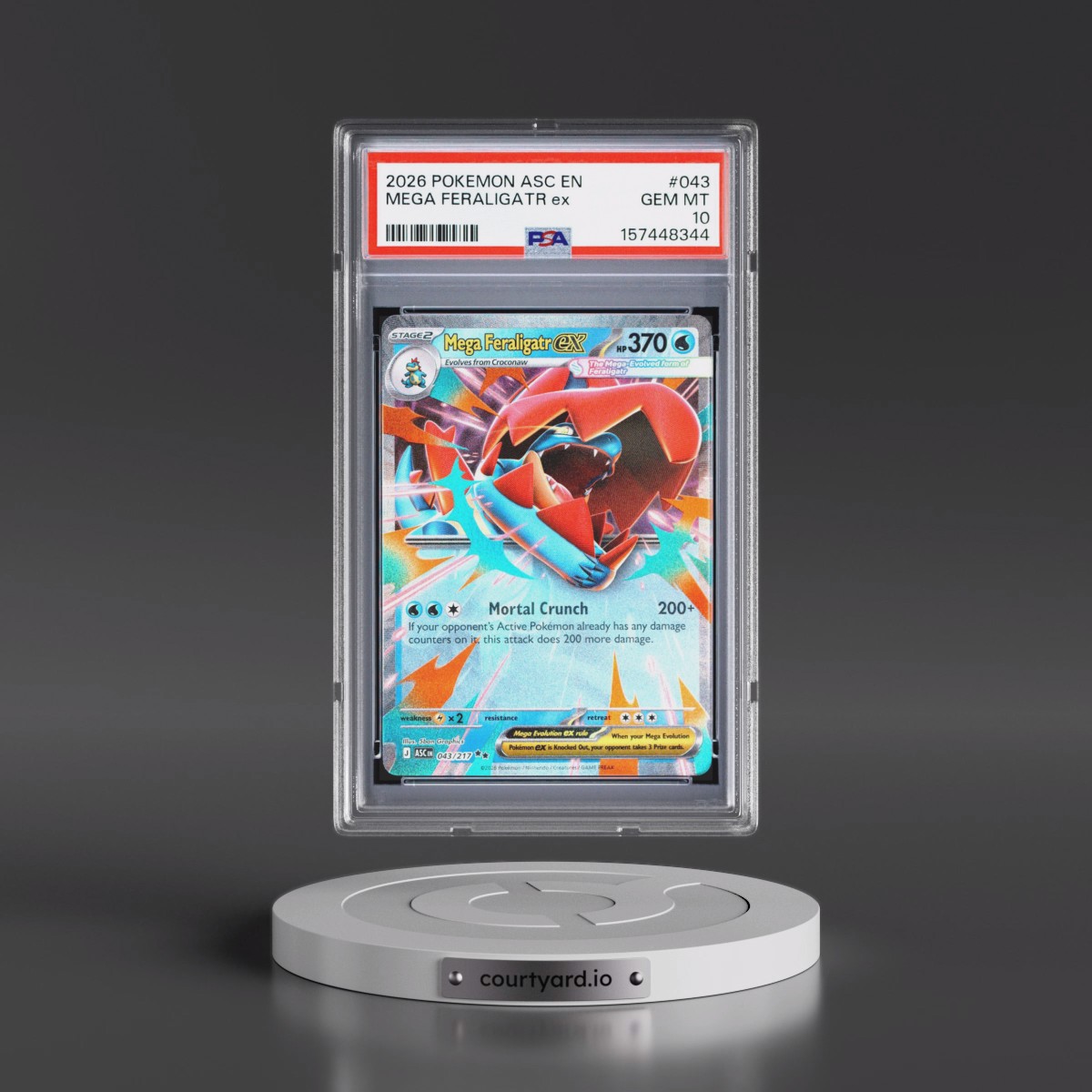 2026 Pokémon Asc EN-Ascended Heroes #043 Mega Feraligatr EX - Holo (PSA 10 GEM MINT)