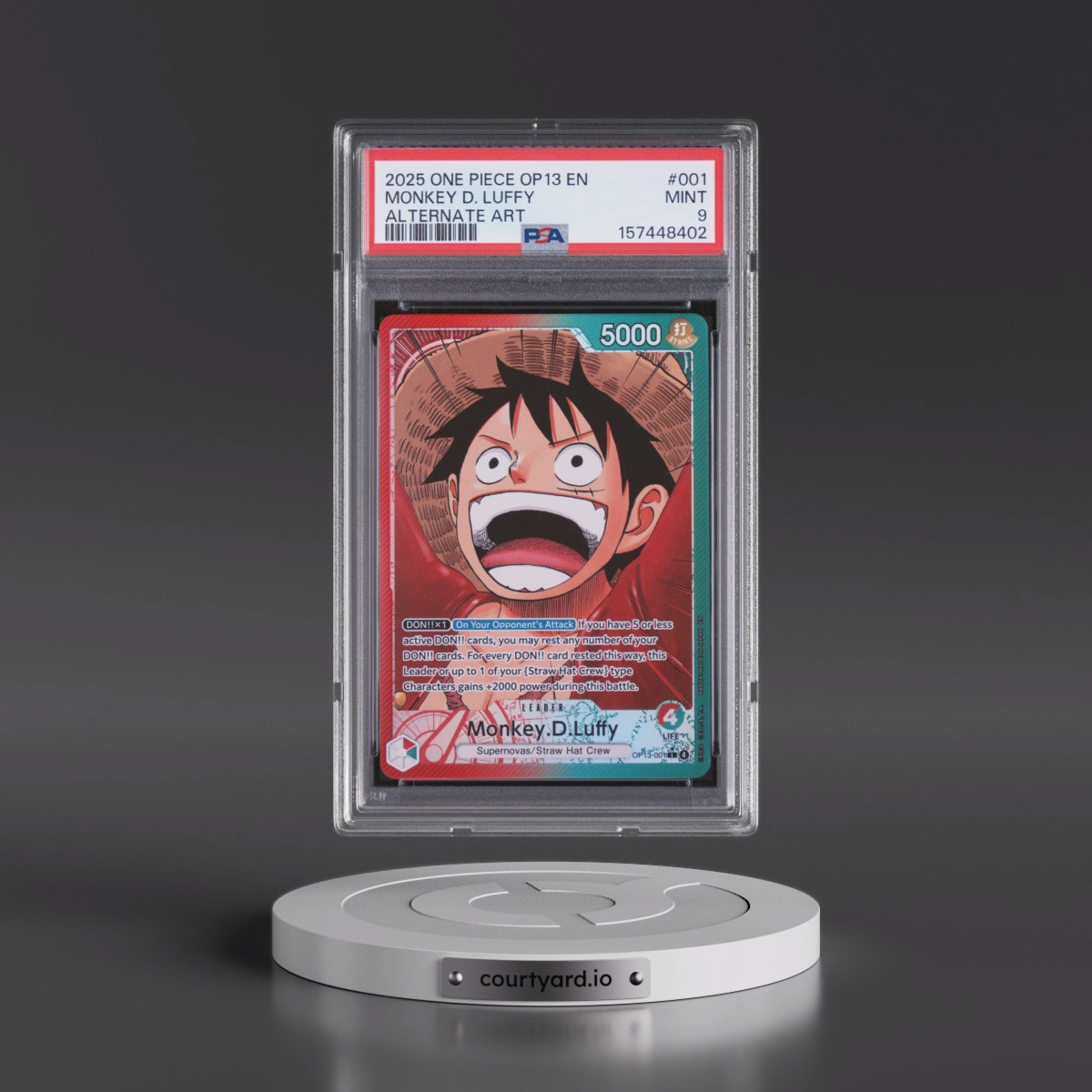 2025 One Piece OP13-Carrying on His Will #001 Monkey D. Luffy - Alternate Art (PSA 9 MINT)