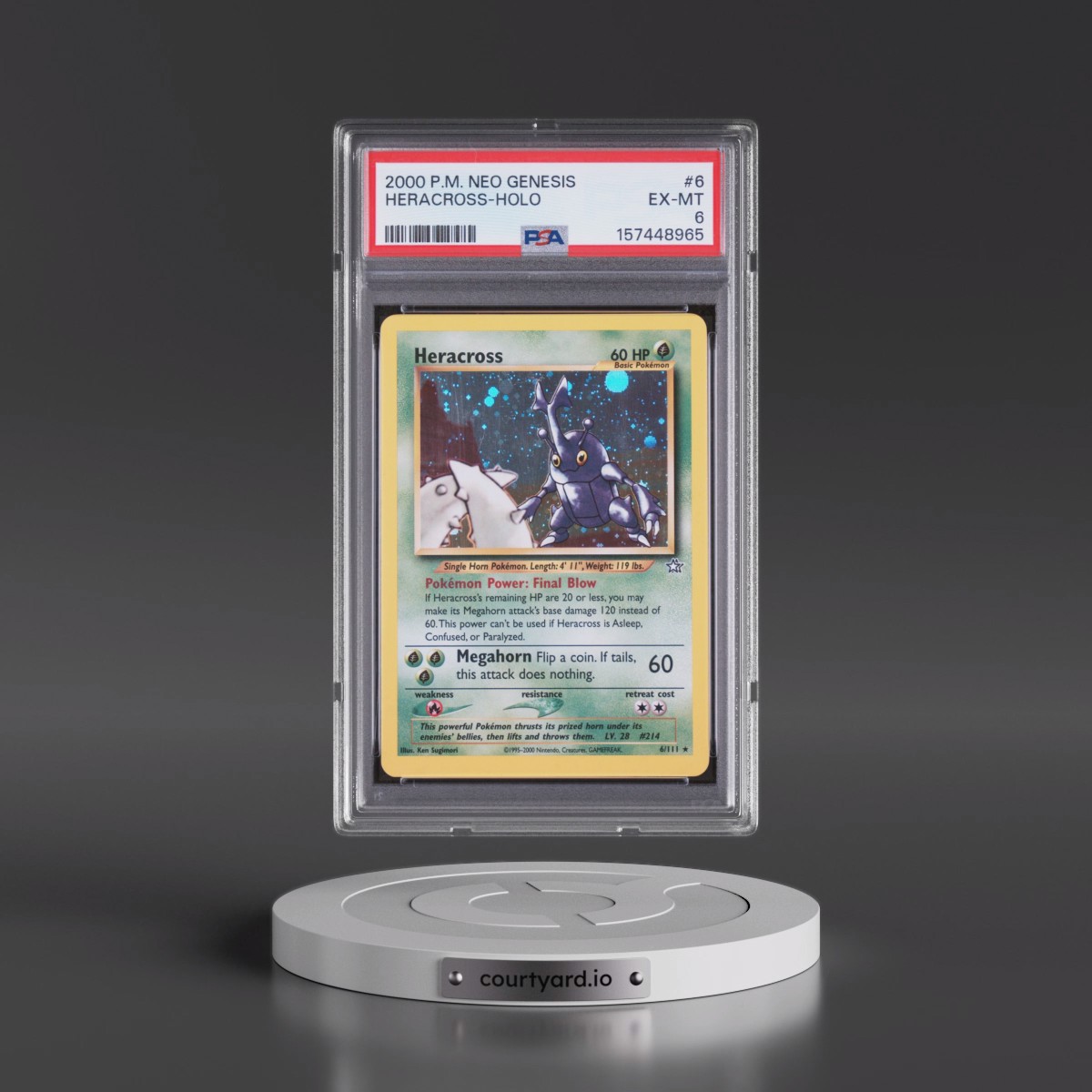 2000 Pokémon Neo Genesis #6 Heracross - Holo (PSA 6 EX-MT)