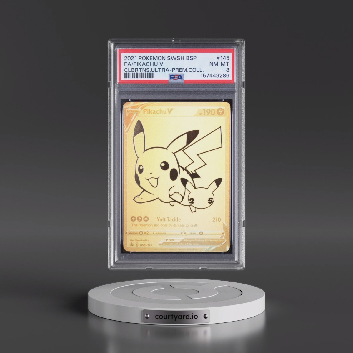 2021 Pokémon Swsh Black Star Promo #145 Pikachu V - Holo Full Art Celebrations Ultra-Premium Collection (PSA 8 NM-MT)