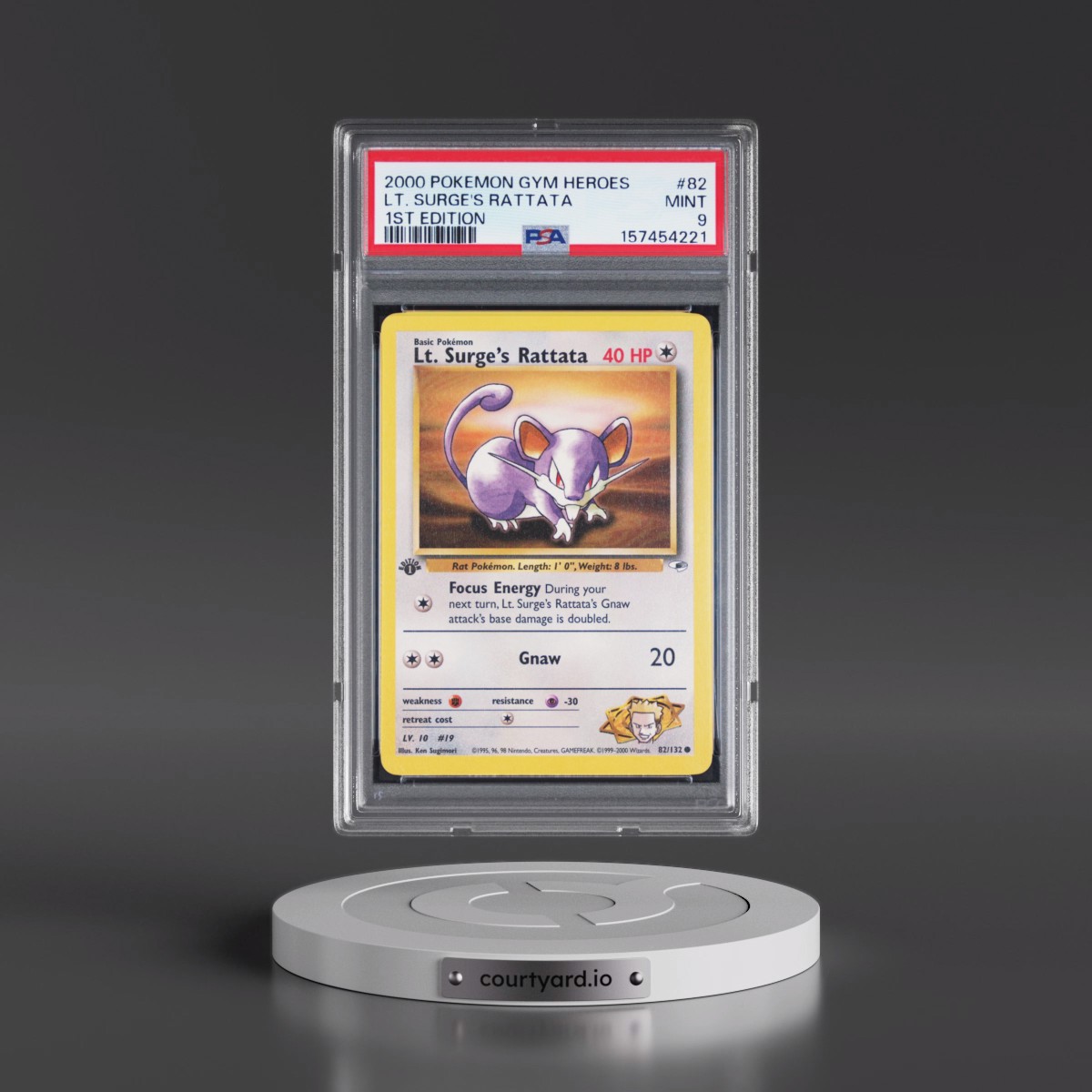 2000 Pokémon Gym Heroes #82 LT. Surge's Rattata - 1st Edition (PSA 9 MINT)