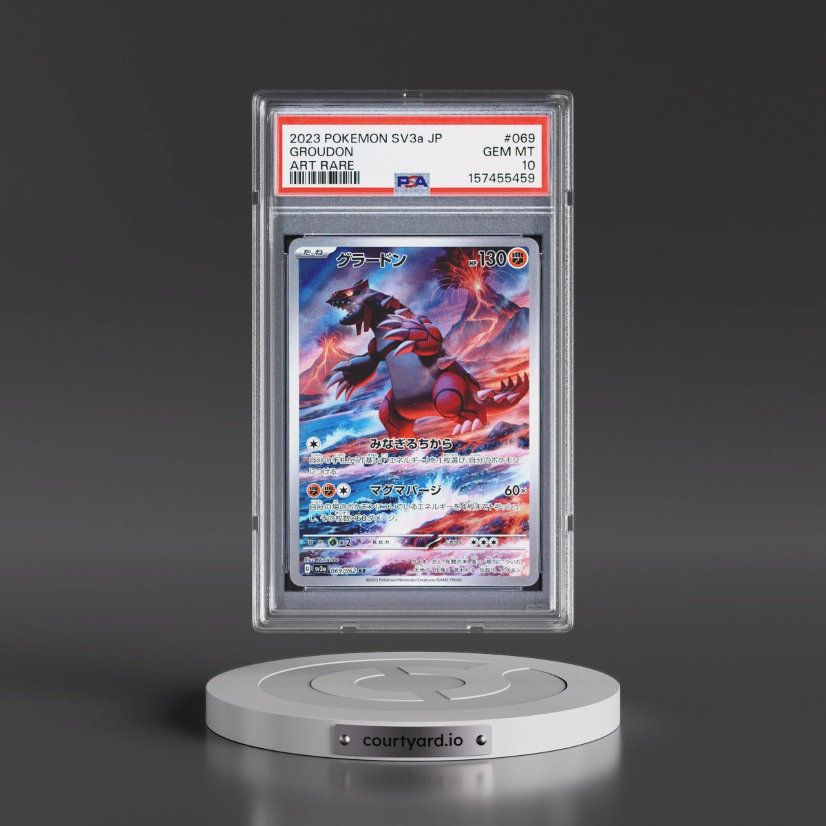 2023 Pokémon Sv3a-Raging Surf #069 Groudon - Art Rare (PSA 10 GEM MINT)