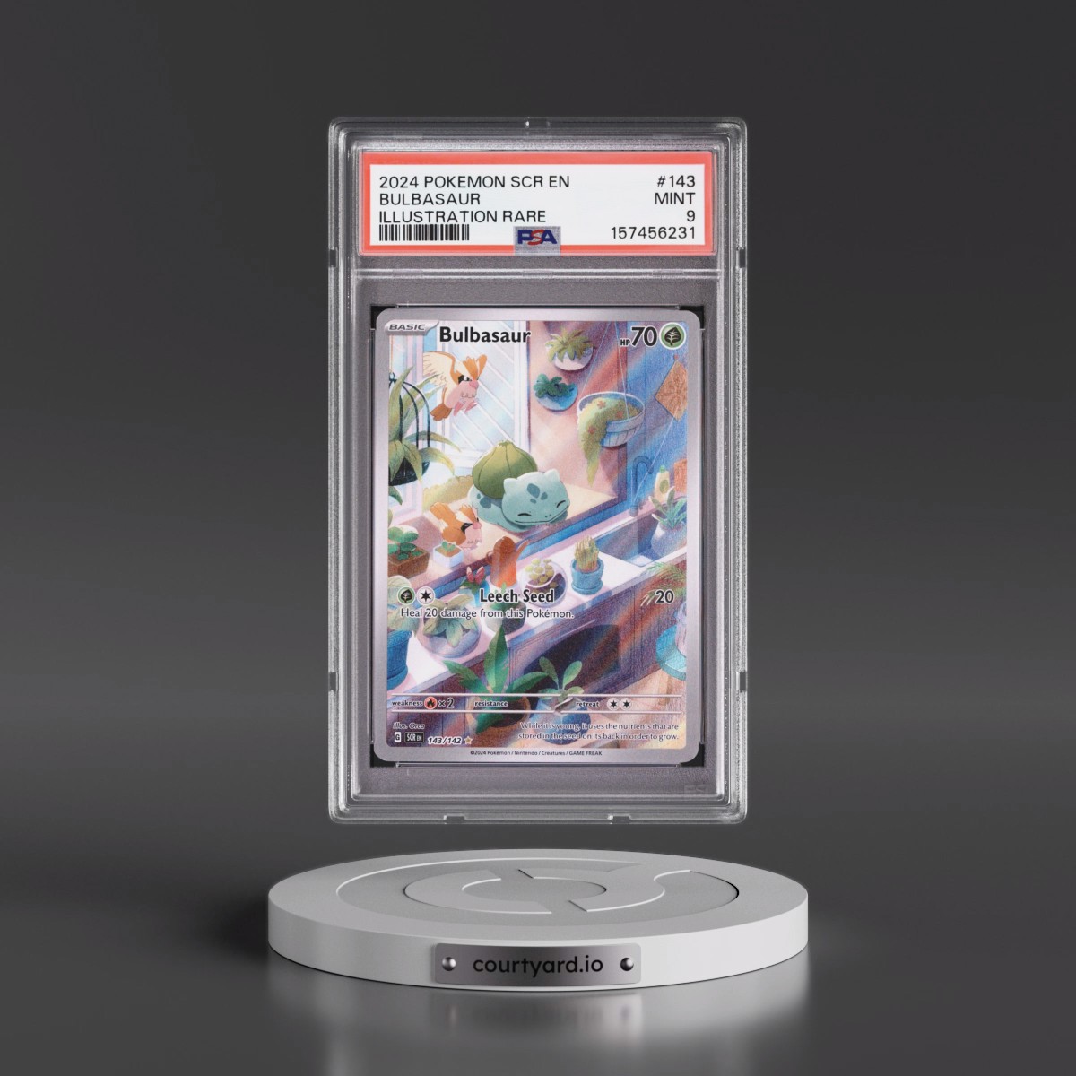 2024 Pokémon Scr EN-Stellar Crown #143 Bulbasaur - Illustration Rare (PSA 9 MINT)