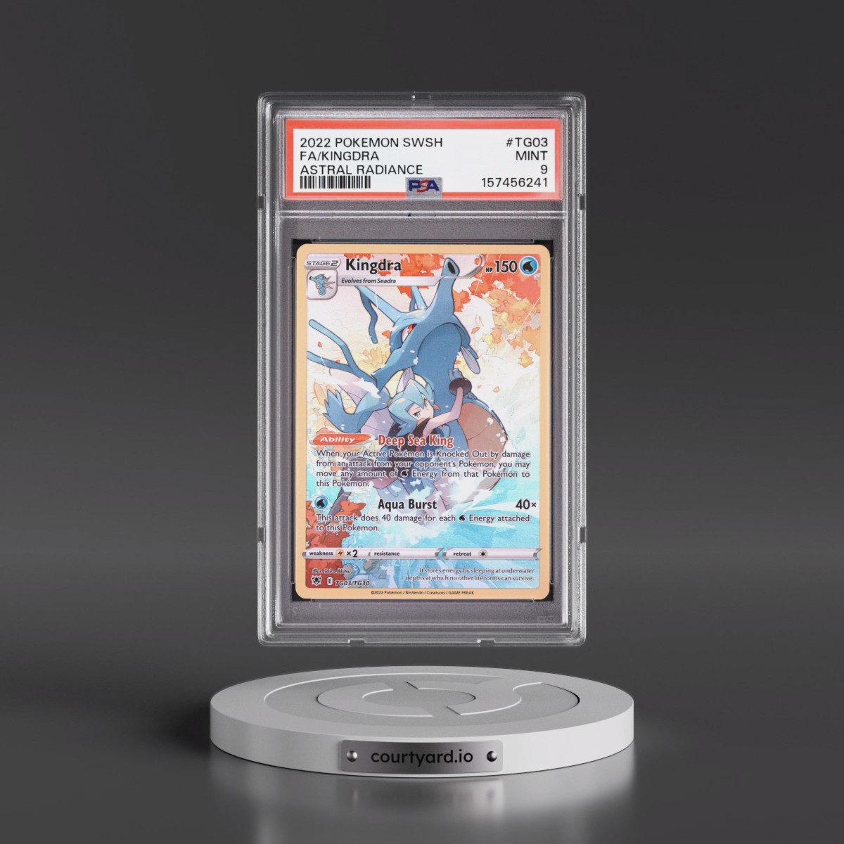 2022 Pokémon Sword & Shield Astral Radiance #TG03 Kingdra - Full Art (PSA 9 MINT)