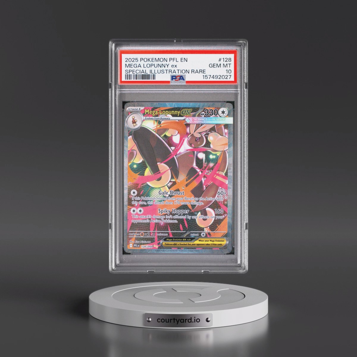 2025 Pokémon Pfl EN-Phantasmal Flames #128 Mega Lopunny EX - Holo Special Illustration Rare (PSA 10 GEM MINT)
