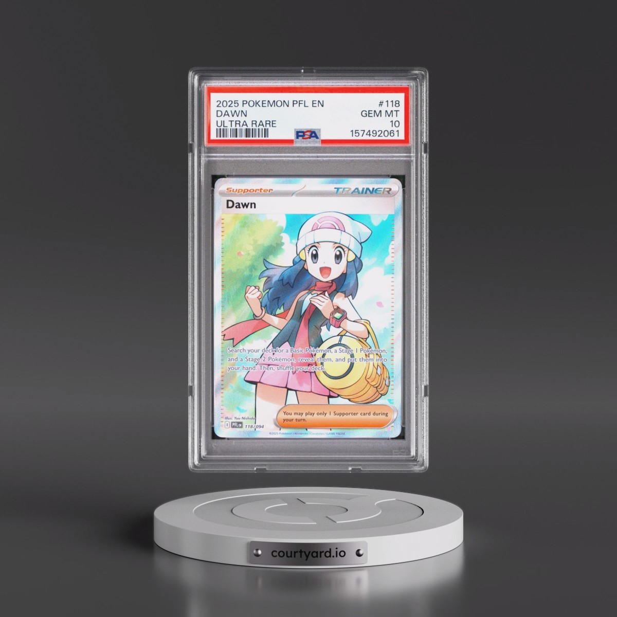2025 Pokémon Pfl EN-Phantasmal Flames #118 Dawn - Ultra Rare (PSA 10 GEM MINT)