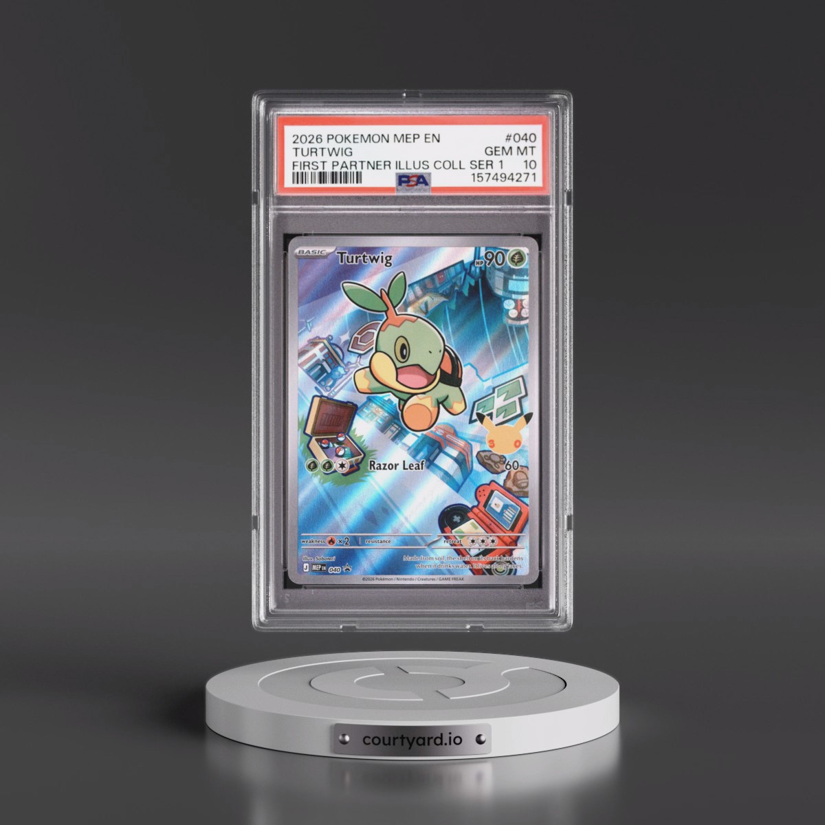 2026 Pokémon Mep EN-Me Black Star Promo #040 Turtwig - First Partner Illustration Collection Series 1 (PSA 10 GEM MINT)