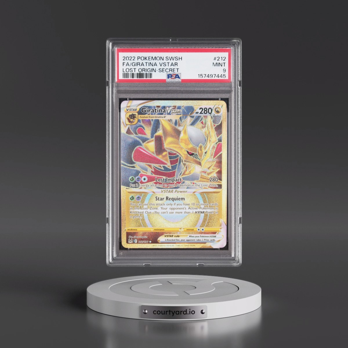2022 Pokémon Sword & Shield Lost Origin #212 Giratina Vstar - Full Art Secret (PSA 9 MINT)