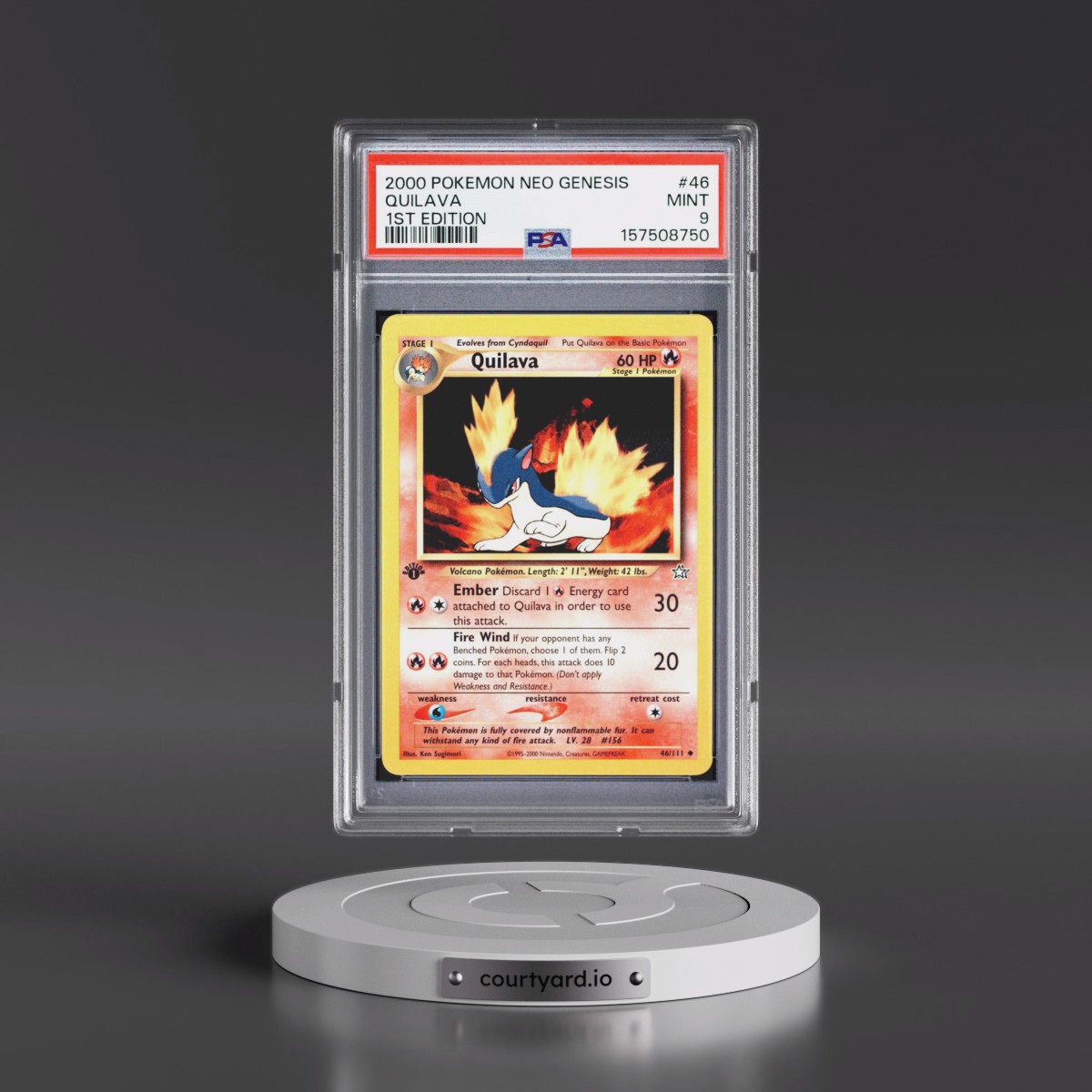 2000 Pokémon Neo Genesis #46 Quilava - 1st Edition (PSA 9 MINT)
