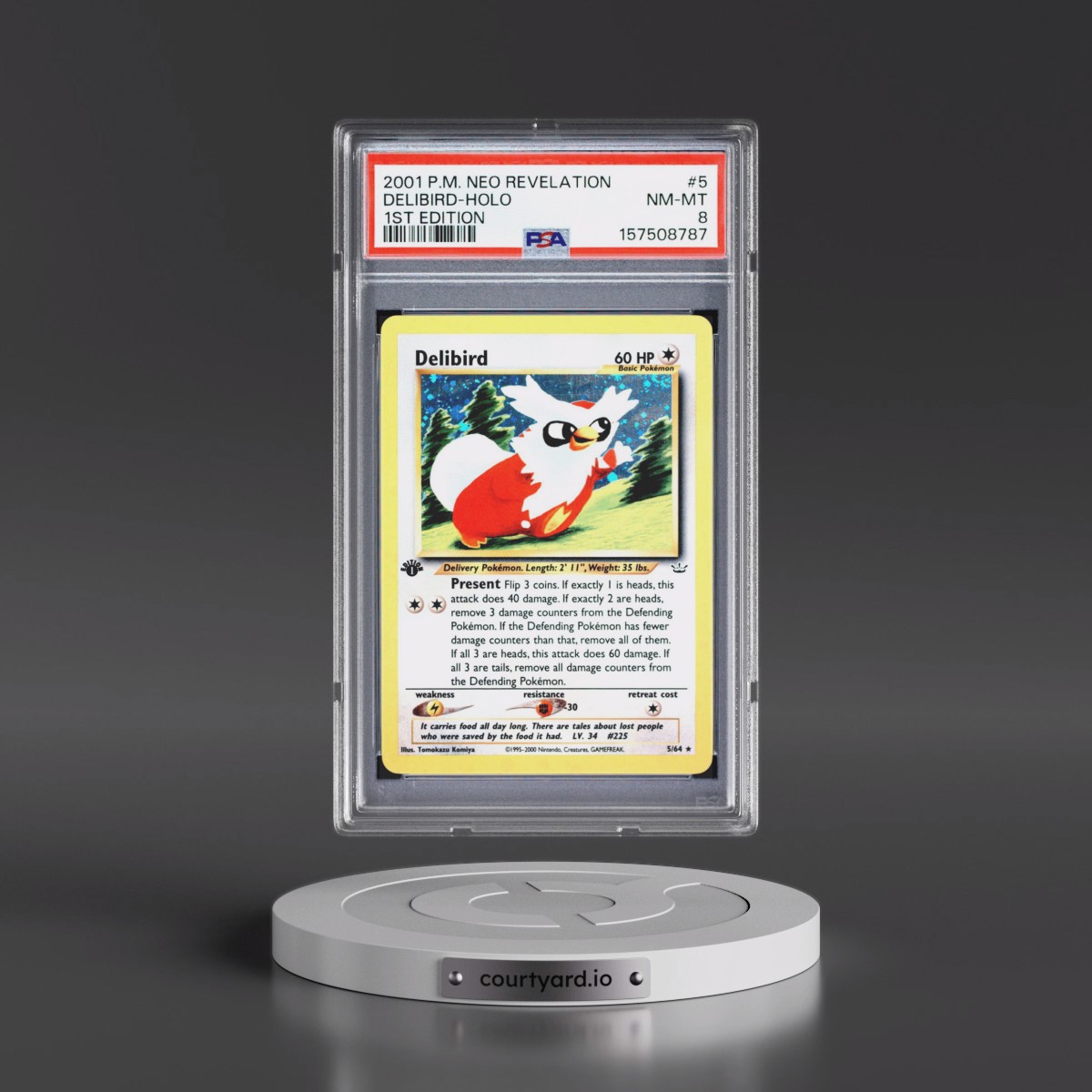 2001 Pokémon Neo Revelation #5 Delibird - 1st Edition Holo (PSA 8 NM-MT)
