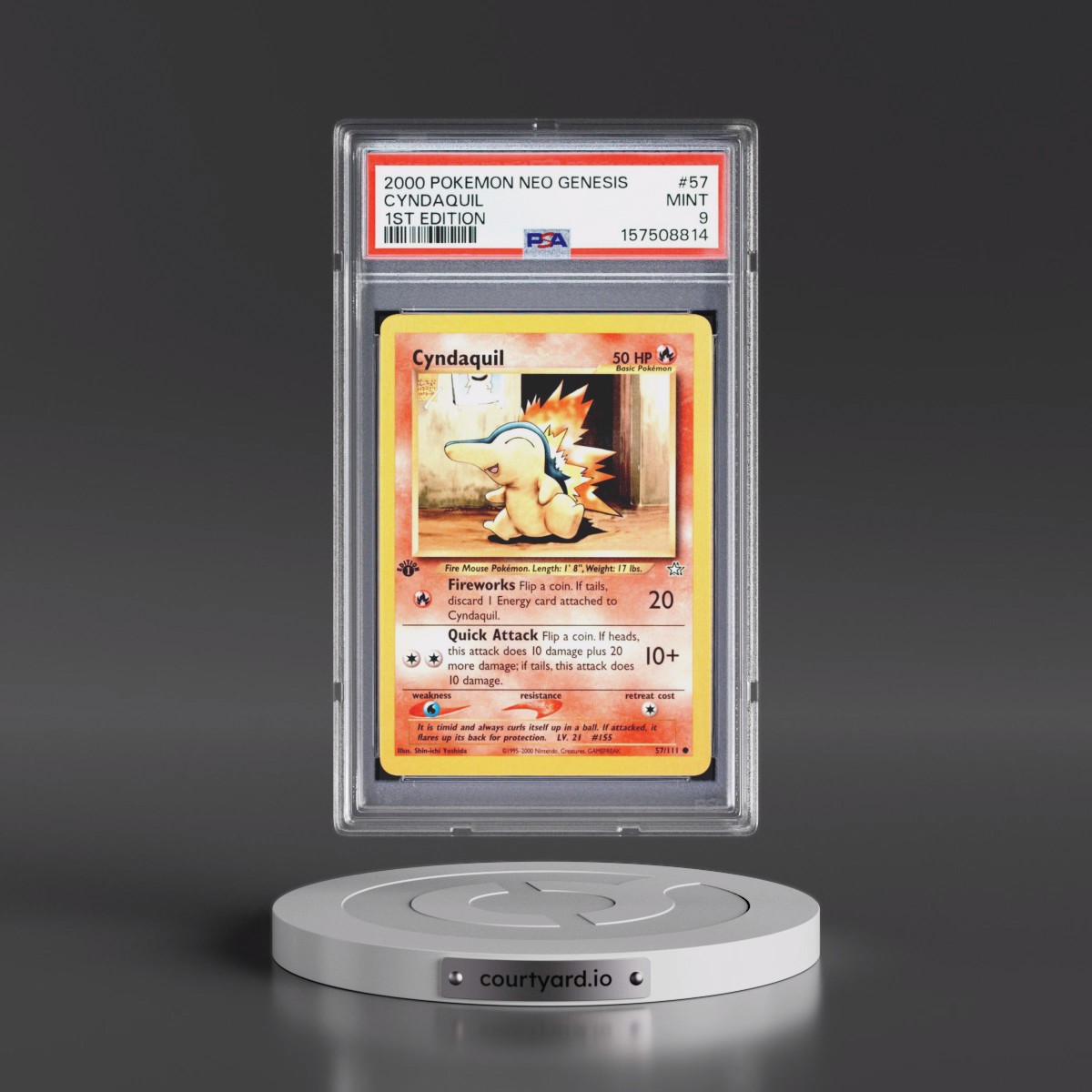 2000 Pokémon Neo Genesis #57 Cyndaquil - 1st Edition (PSA 9 MINT)