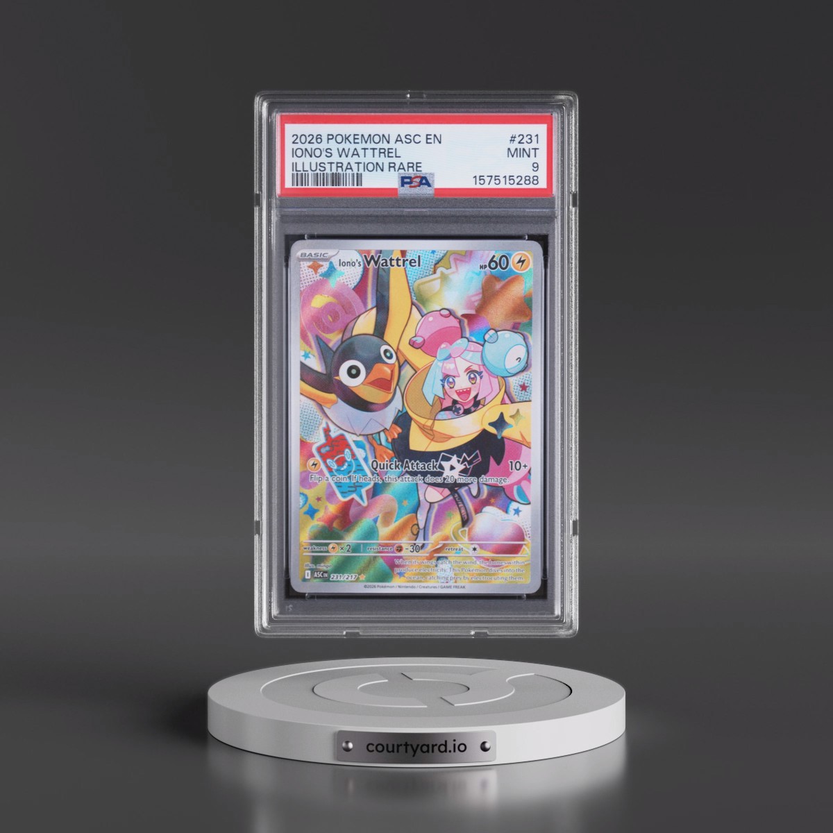 2026 Pokémon Asc EN-Ascended Heroes #231 Iono's Wattrel - Illustration Rare (PSA 9 MINT)