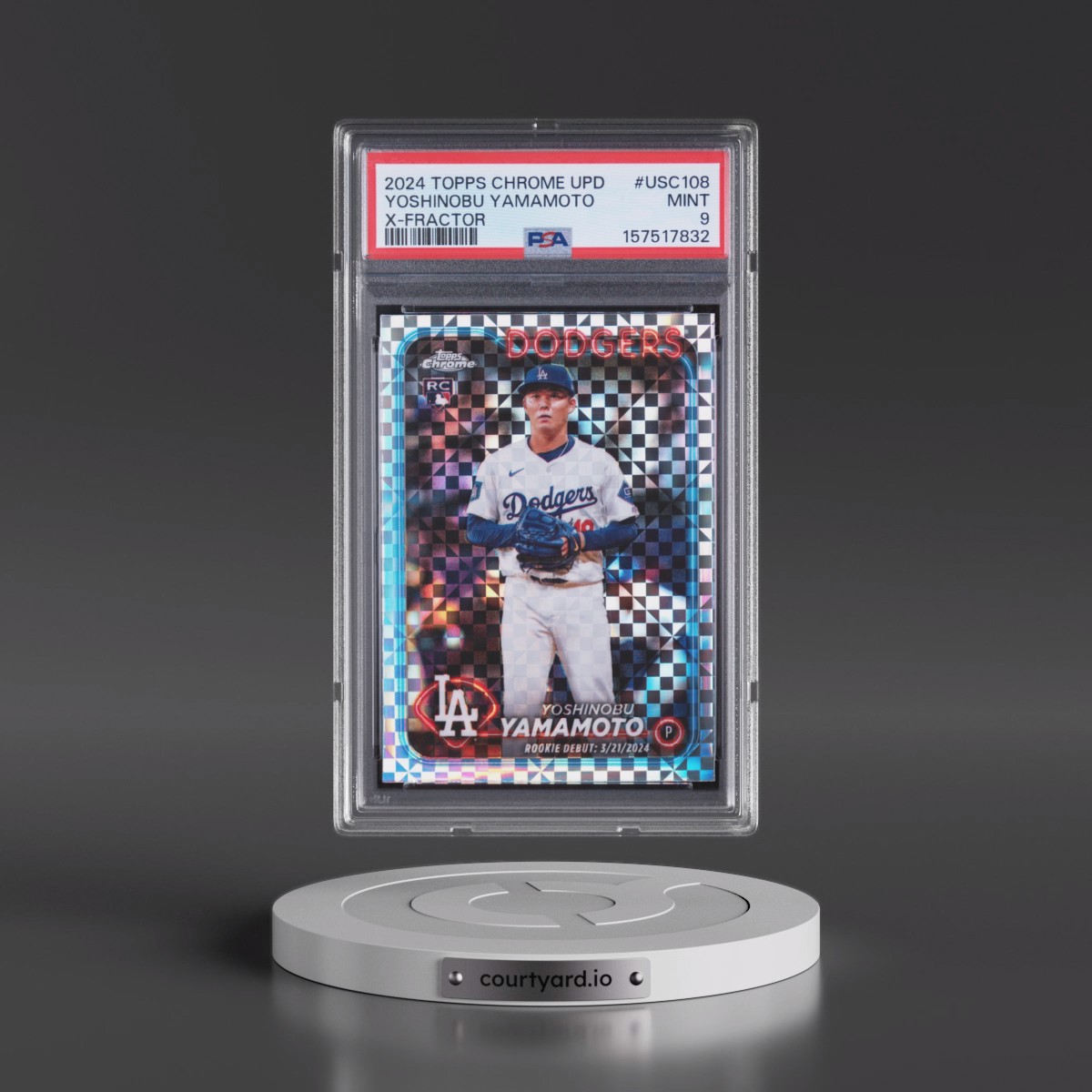 2024 Topps Chrome Update #USC108 Yoshinobu Yamamoto - X-Fractor (PSA 9 MINT)