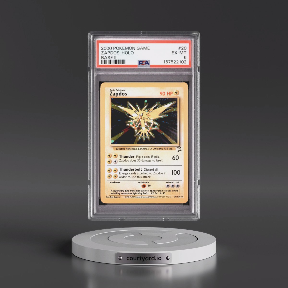 2000 Pokémon Game Base II #20 Zapdos - Holo (PSA 6 EX-MT)
