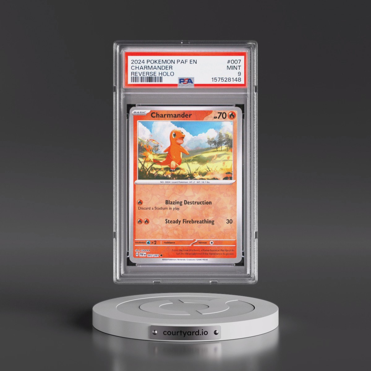2024 Pokémon Paf EN-Paldean Fates #007 Charmander - Reverse Holo (PSA 9 MINT)