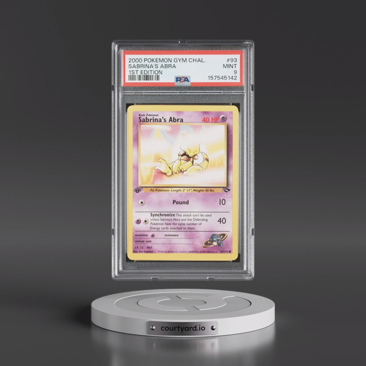 2000 Pokémon Gym Challenge #93 Sabrina's Abra - 1st Edition (PSA 9 MINT)