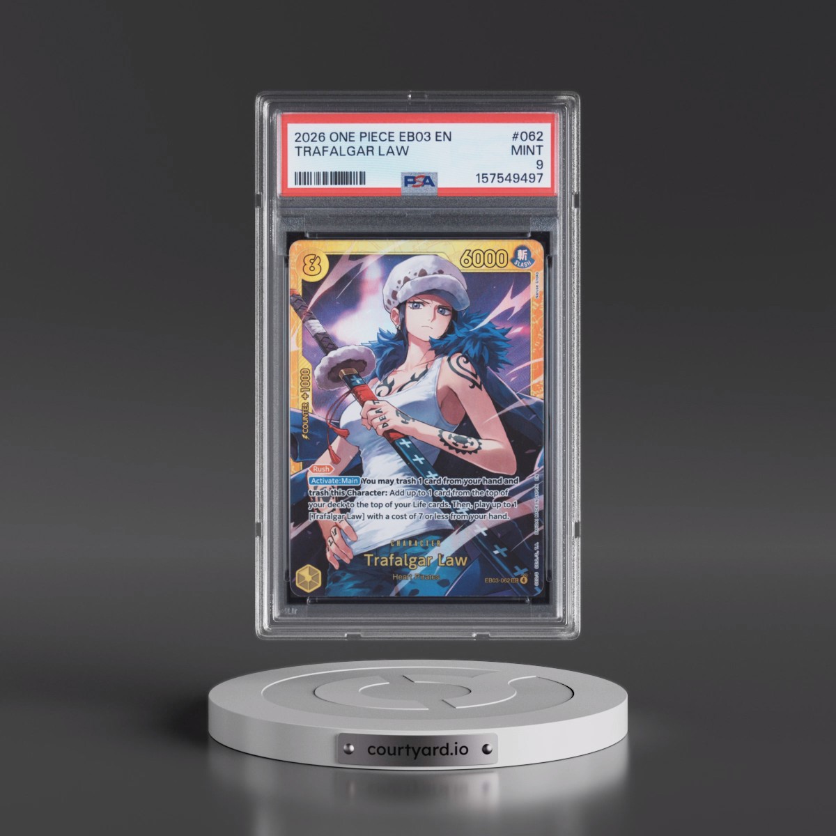 2026 One Piece EB03-Extra Booster -One Piece Heroines Edition #062 Trafalgar Law (PSA 9 MINT)