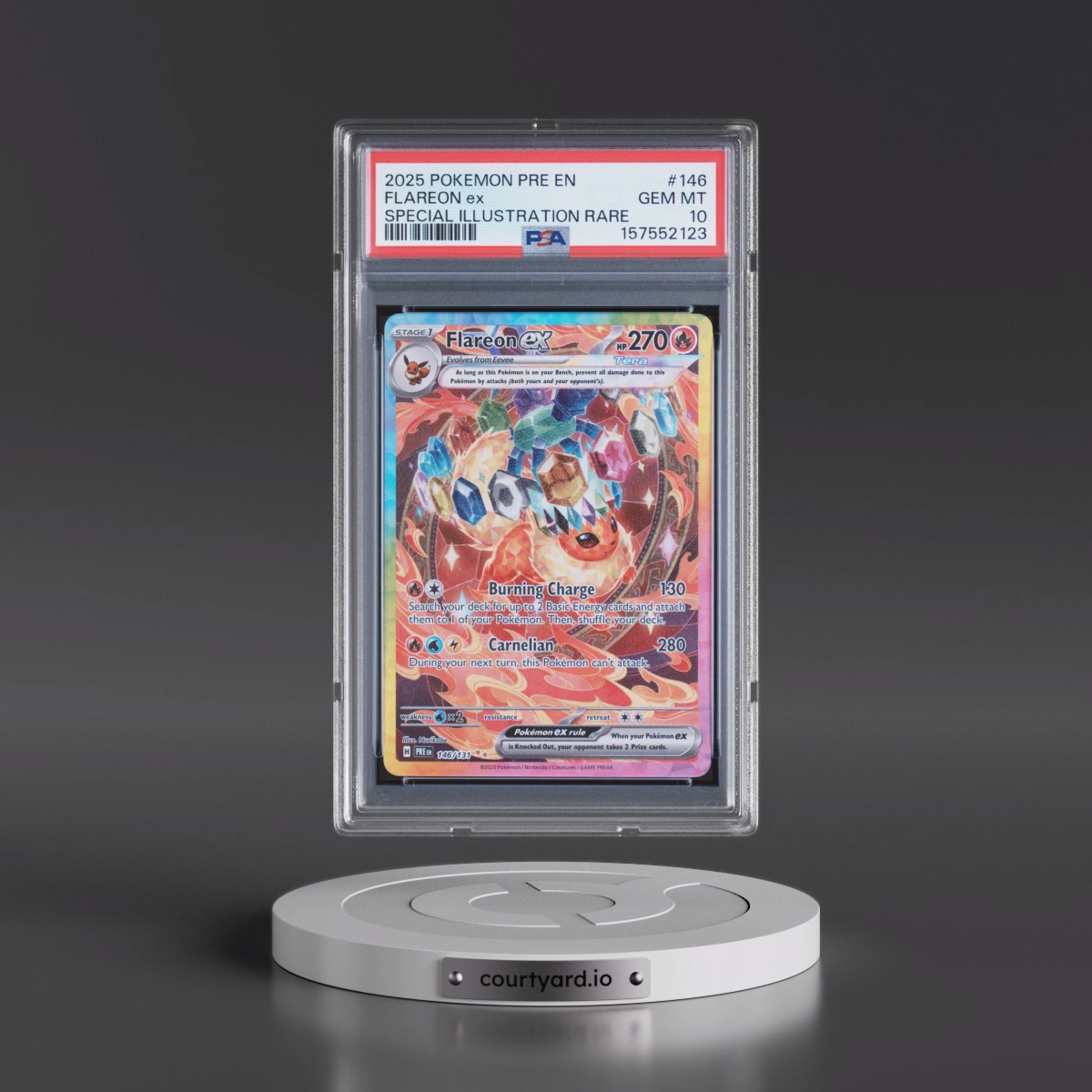 2025 Pokémon Pre EN-Prismatic Evolutions #146 Flareon EX - Holo Special Illustration Rare (PSA 10 GEM MINT)