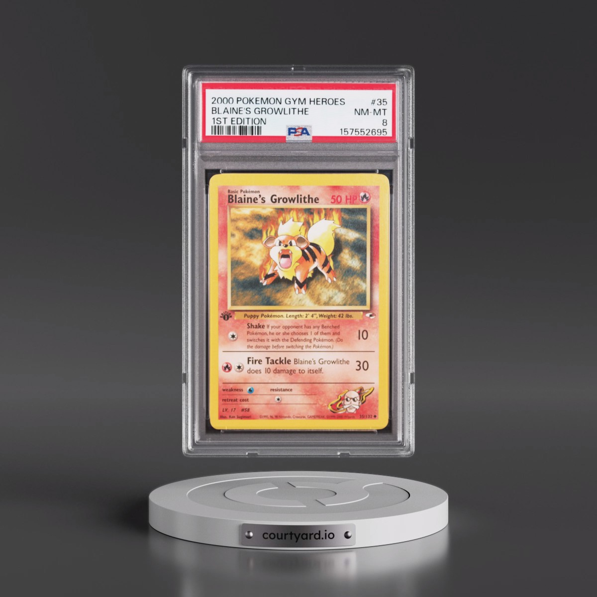 2000 Pokémon Gym Heroes #35 Blaine's Growlithe - 1st Edition (PSA 8 NM-MT)