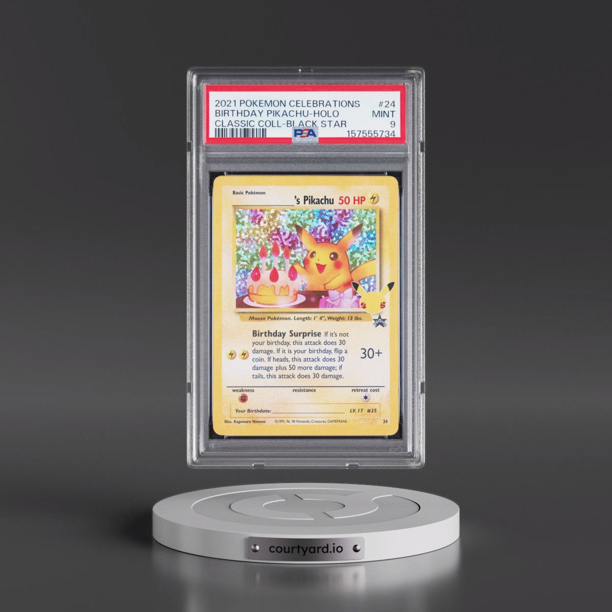 2021 Pokémon Celebrations Classic Collection #24 Birthday Pikachu - Holo (PSA 9 MINT)