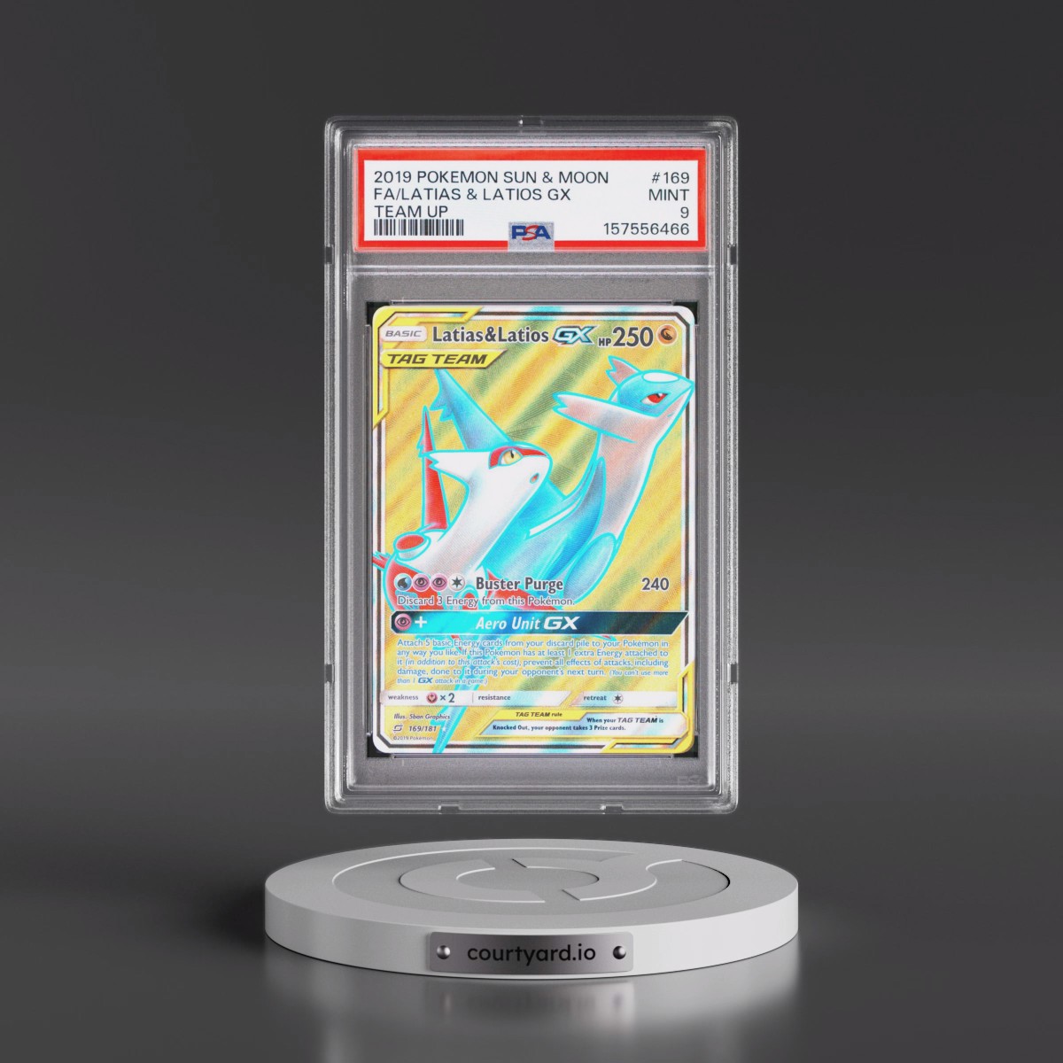 2019 Pokémon Sun & Moon Team Up #169 Latias & Latios GX - Holo Full Art (PSA 9 MINT)