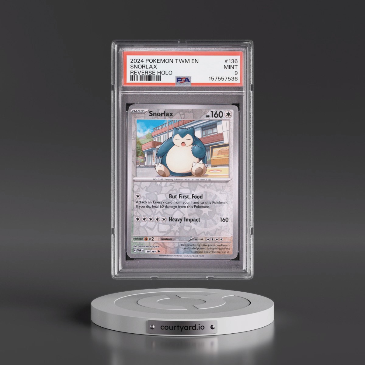 2024 Pokémon Twm EN-Twilight Masquerade #136 Snorlax - Reverse Holo (PSA 9 MINT)