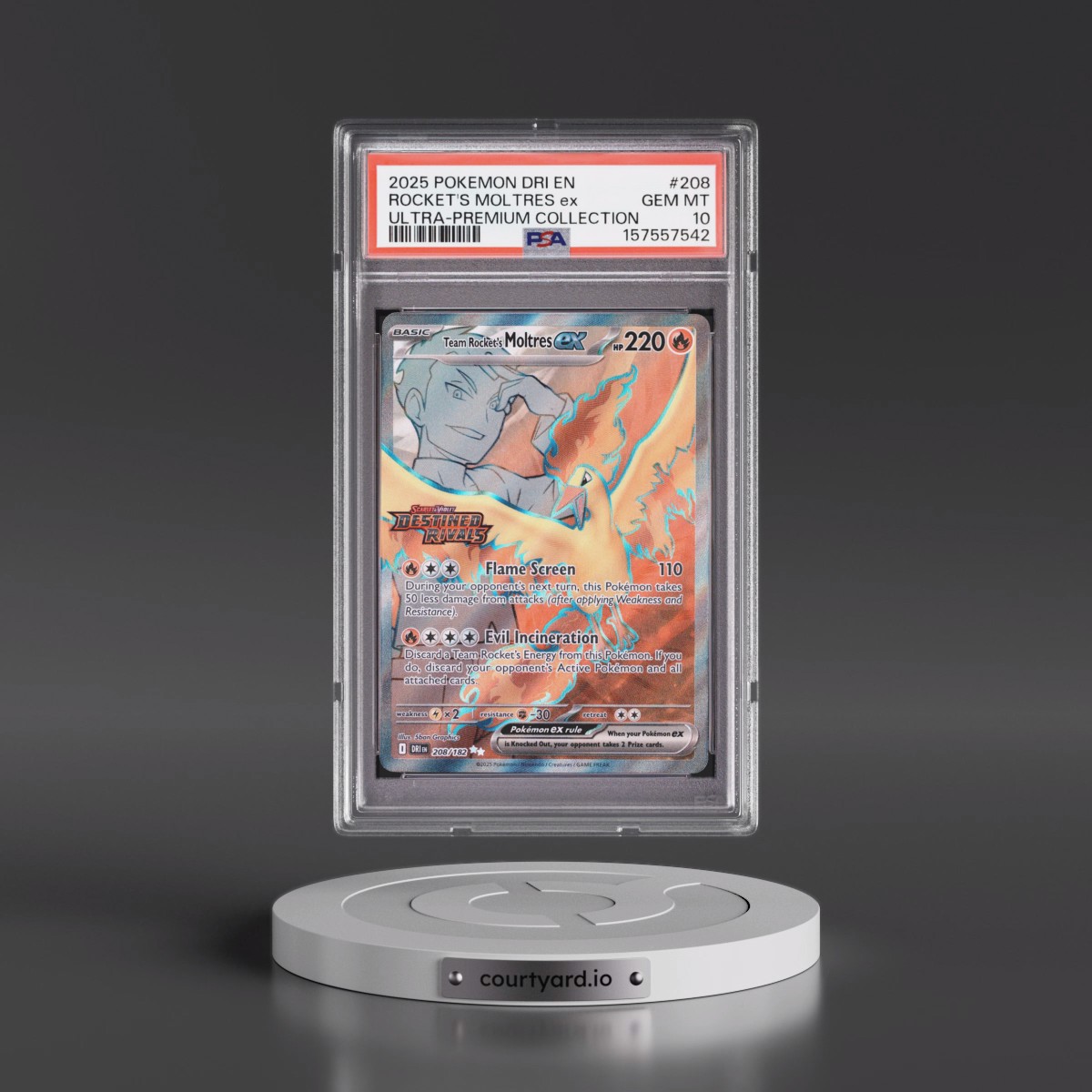 2025 Pokémon Dri EN-Destined Rivals #208 Team Rocket's Moltres EX - Holo Team Rocket's Moltres EX Ultra-Premium Collection (PSA 10 GEM MINT)