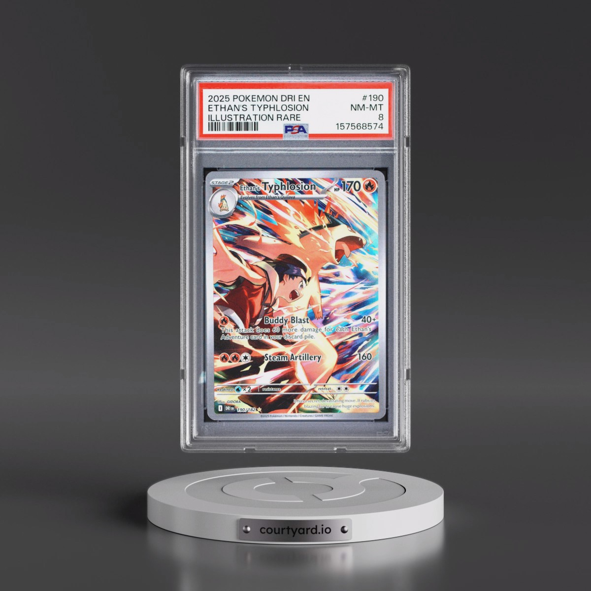 2025 Pokémon Dri EN-Destined Rivals #190 Ethan's Typhlosion - Illustration Rare (PSA 8 NM-MT)
