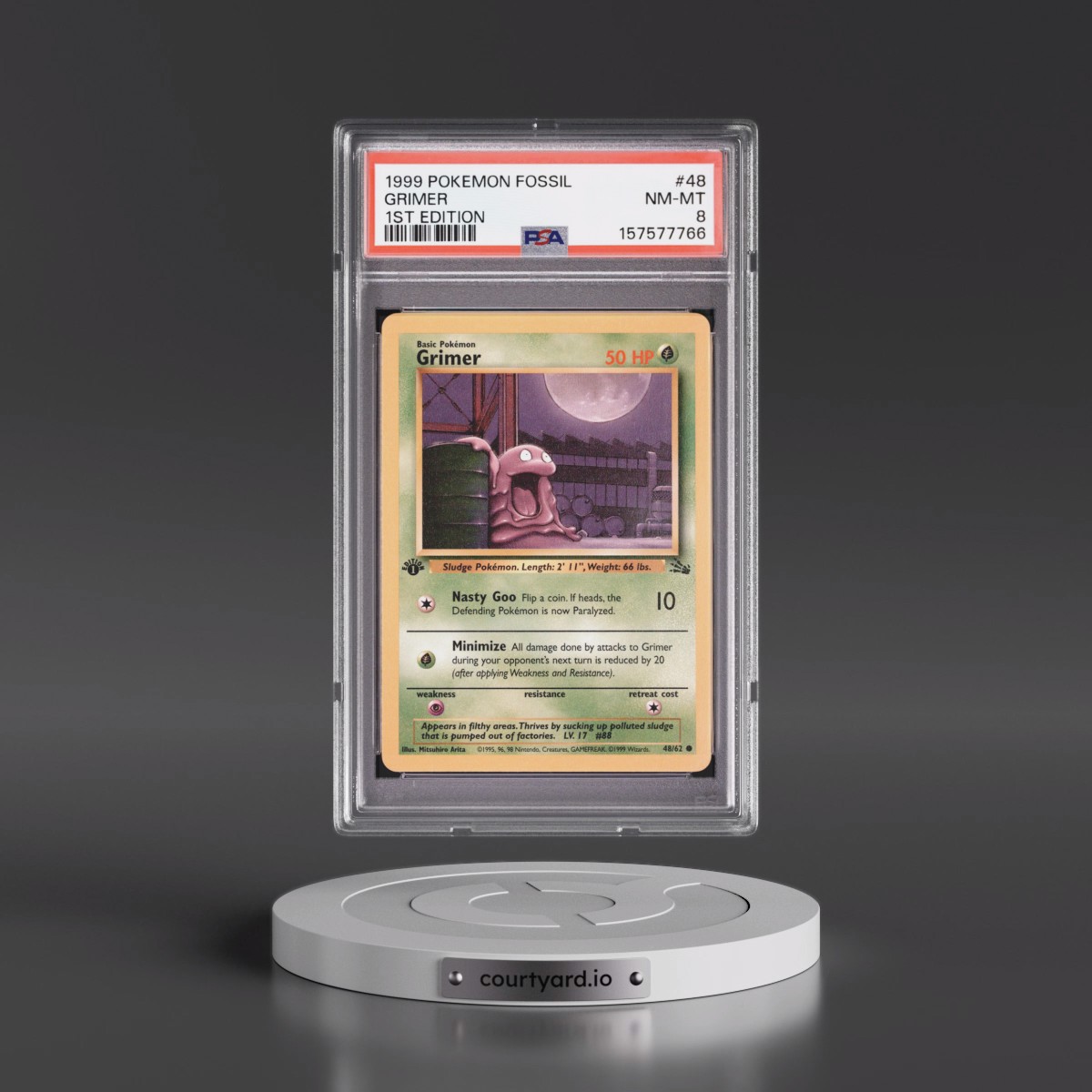 1999 Pokémon Fossil #48 Grimer - 1st Edition (PSA 8 NM-MT)