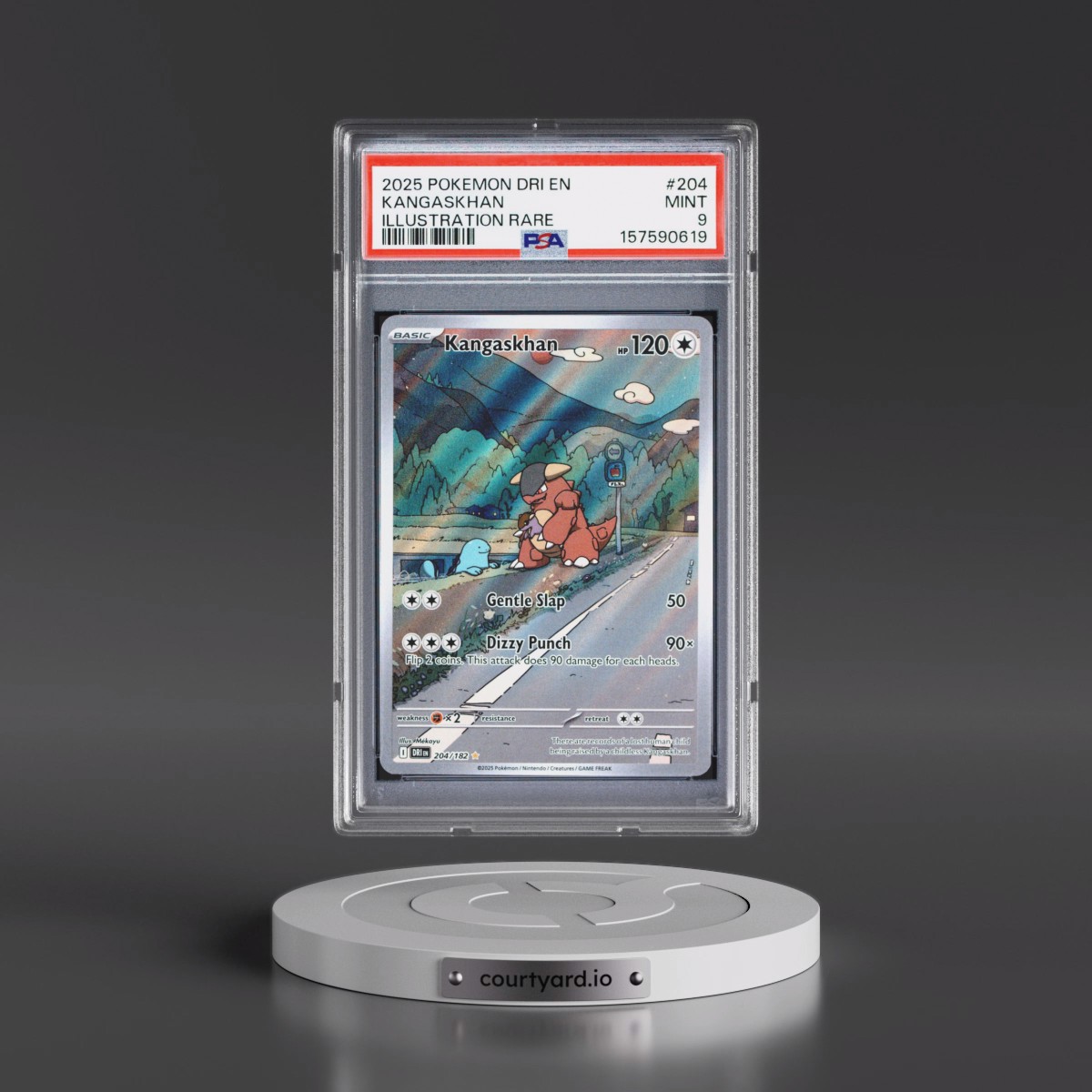 2025 Pokémon Dri EN-Destined Rivals #204 Kangaskhan - Illustration Rare (PSA 9 MINT)