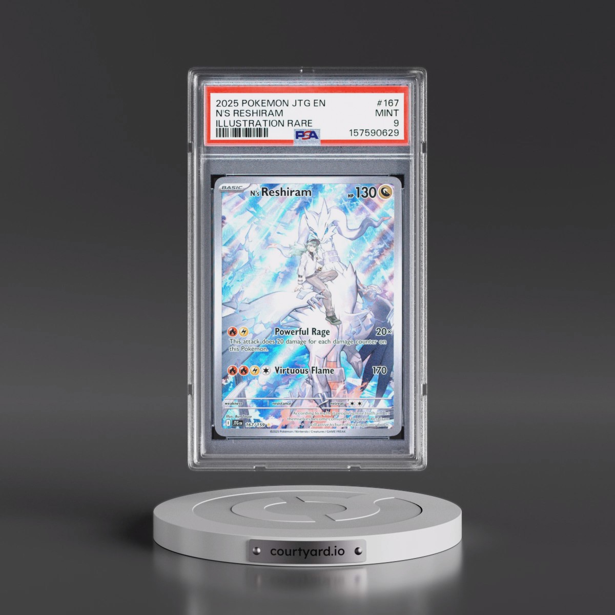2025 Pokémon Jtg EN-Journey Together #167 N's Reshiram - Illustration Rare (PSA 9 MINT)
