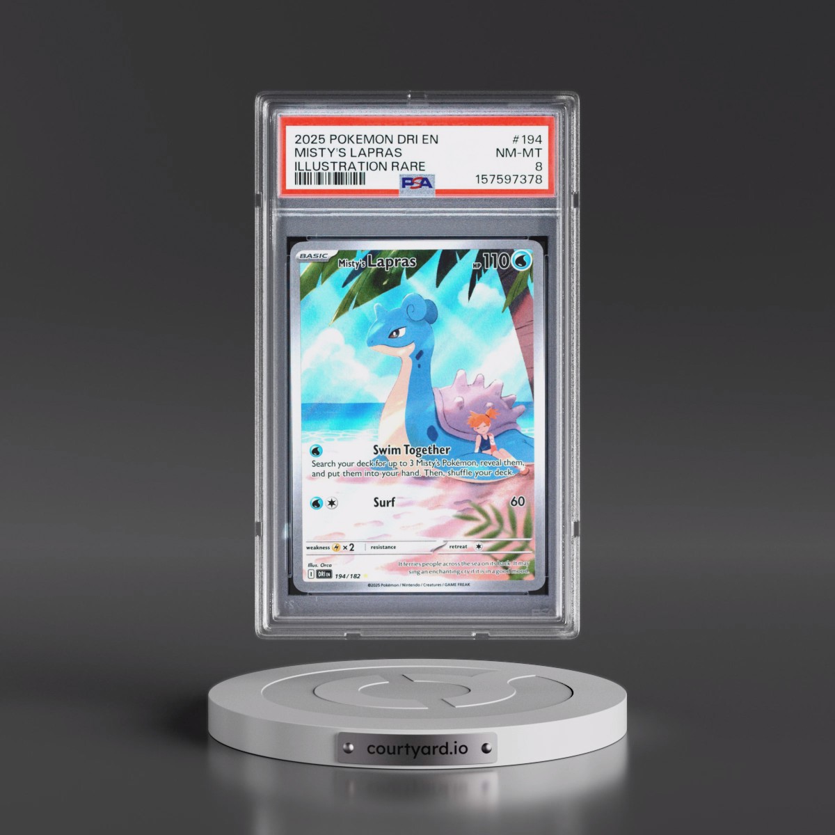 2025 Pokémon Dri EN-Destined Rivals #194 Misty's Lapras - Illustration Rare (PSA 8 NM-MT)