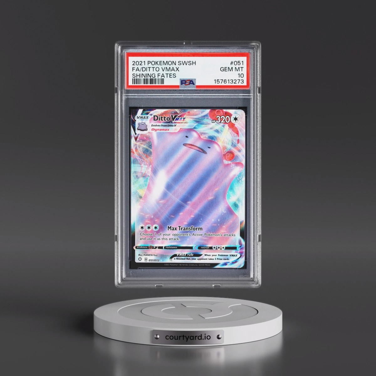 2021 Pokémon Sword & Shield Shining Fates #051 Ditto Vmax - Full Art (PSA 10 GEM MINT)