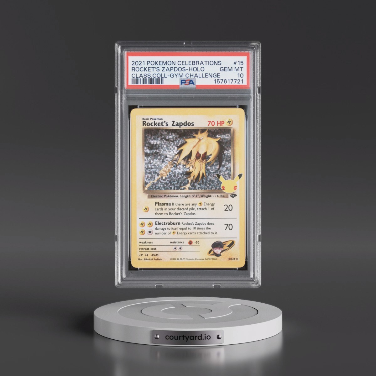 2021 Pokémon Celebrations Classic Collection #15 Rocket's Zapdos - Holo (PSA 10 GEM MINT)
