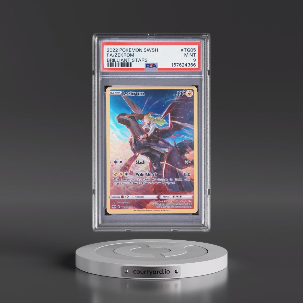 2022 Pokémon Sword & Shield Brilliant Stars #TG05 Zekrom - Full Art (PSA 9 MINT)