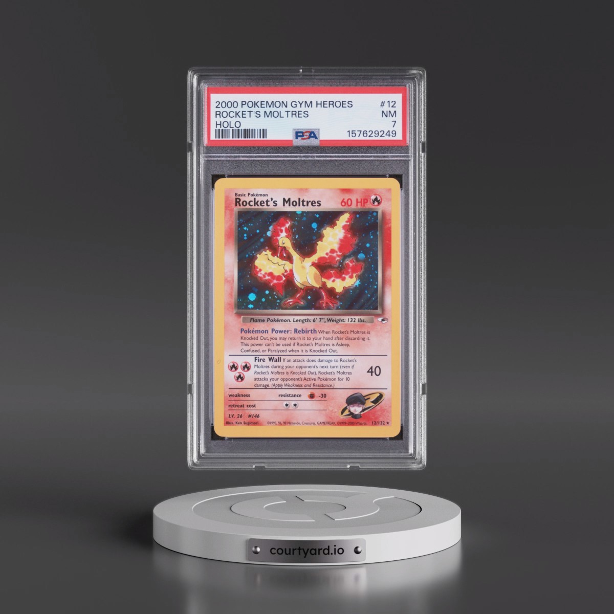 2000 Pokémon Gym Heroes #12 Rocket's Moltres - Holo (PSA 7 NM)