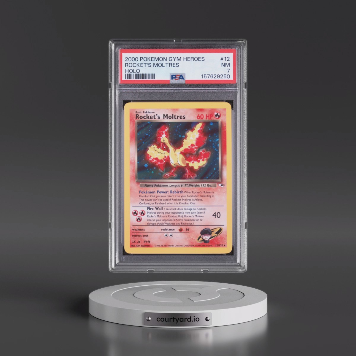 2000 Pokémon Gym Heroes #12 Rocket's Moltres - Holo (PSA 7 NM)