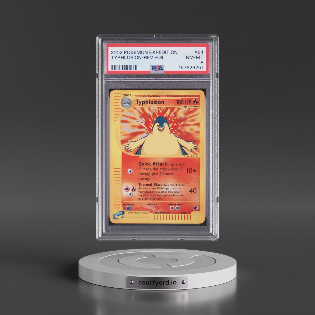 2002 Pokémon Expedition #64 Typhlosion - Reverse Foil (PSA 8 NM-MT)