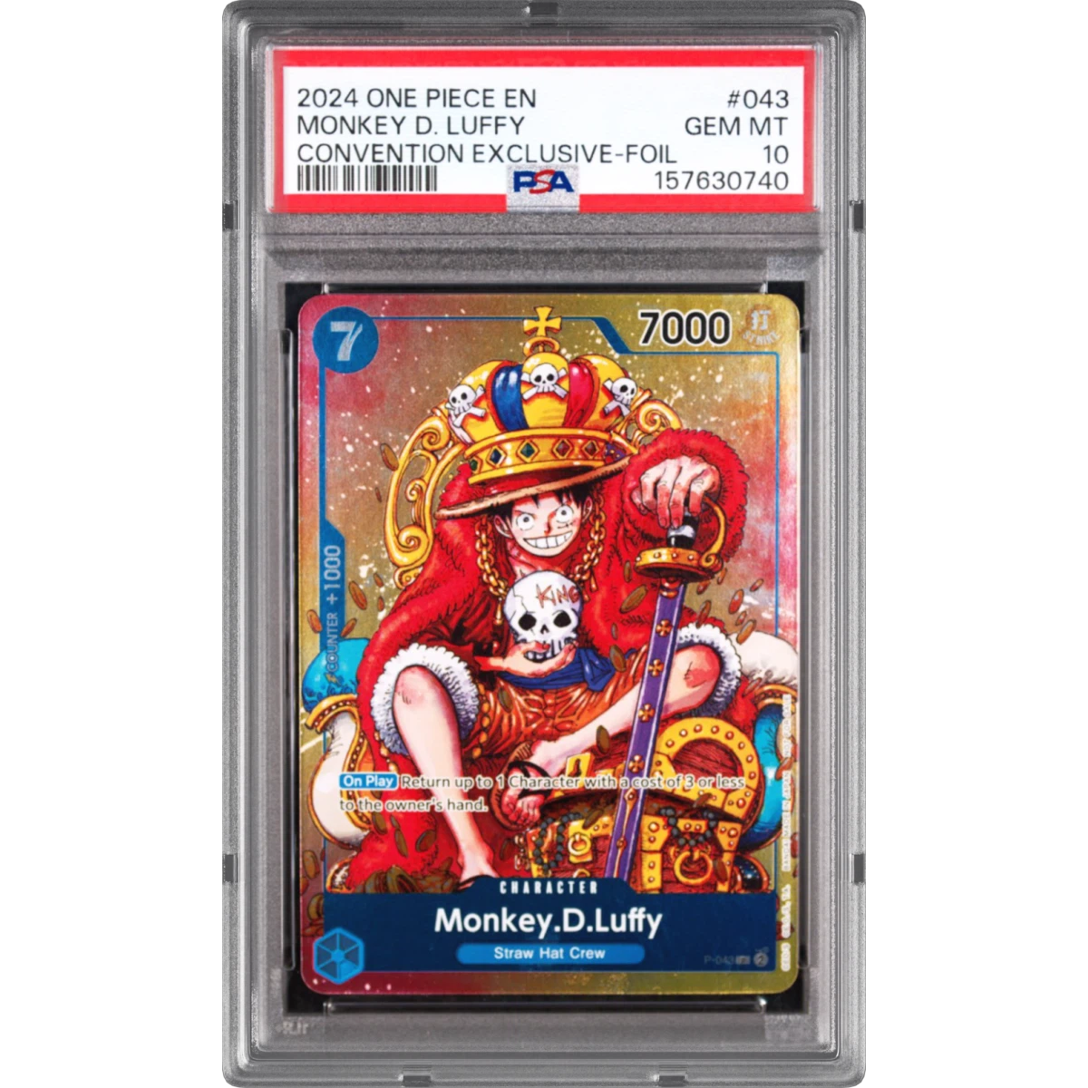 2024 One Piece Promos #043 Monkey D. Luffy - Convention Exclusive-Foil, PSA 10