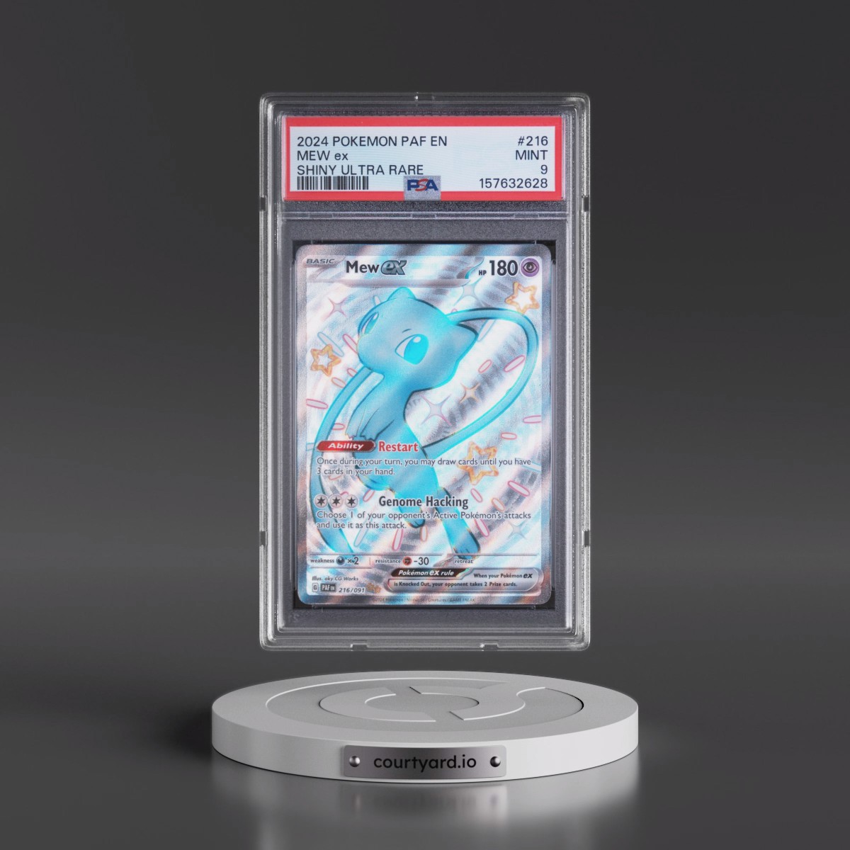 2024 Pokémon Paf EN-Paldean Fates #216 Mew EX - Holo Shiny Ultra Rare (PSA 9 MINT)