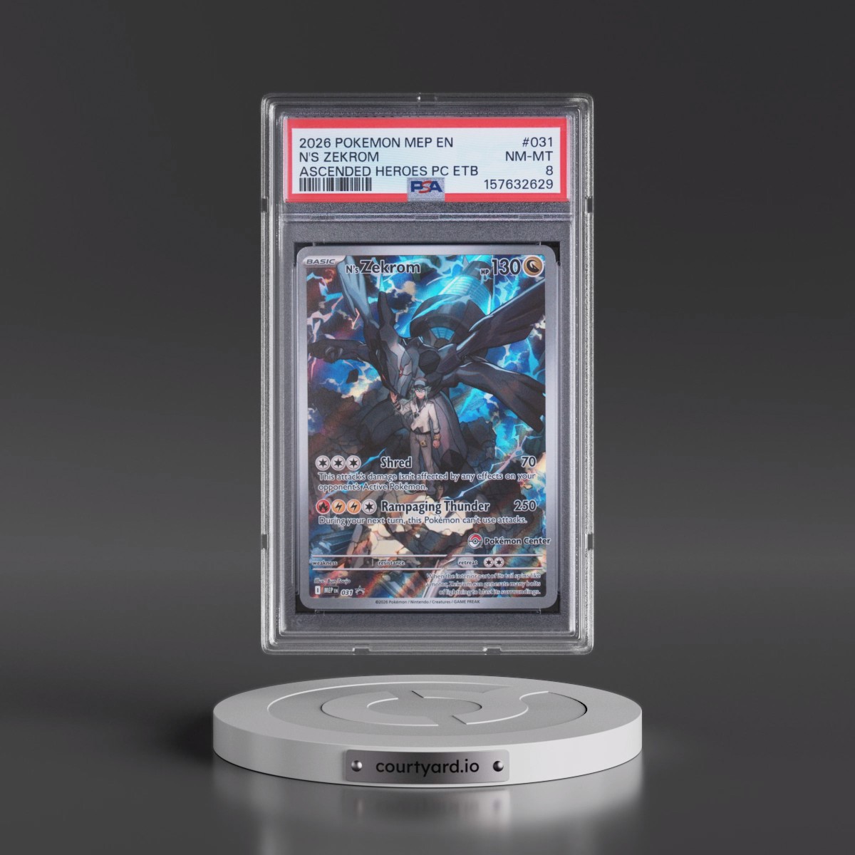2026 Pokémon Mep EN-Me Black Star Promo #031 N's Zekrom - Ascended Heroes Pokemon Center Elite Trainer Box (PSA 8 NM-MT)