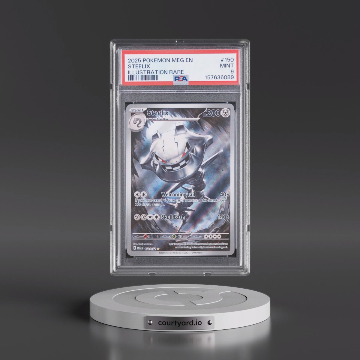 2025 Pokémon Meg EN-Mega Evolution #150 Steelix - Illustration Rare (PSA 9 MINT)