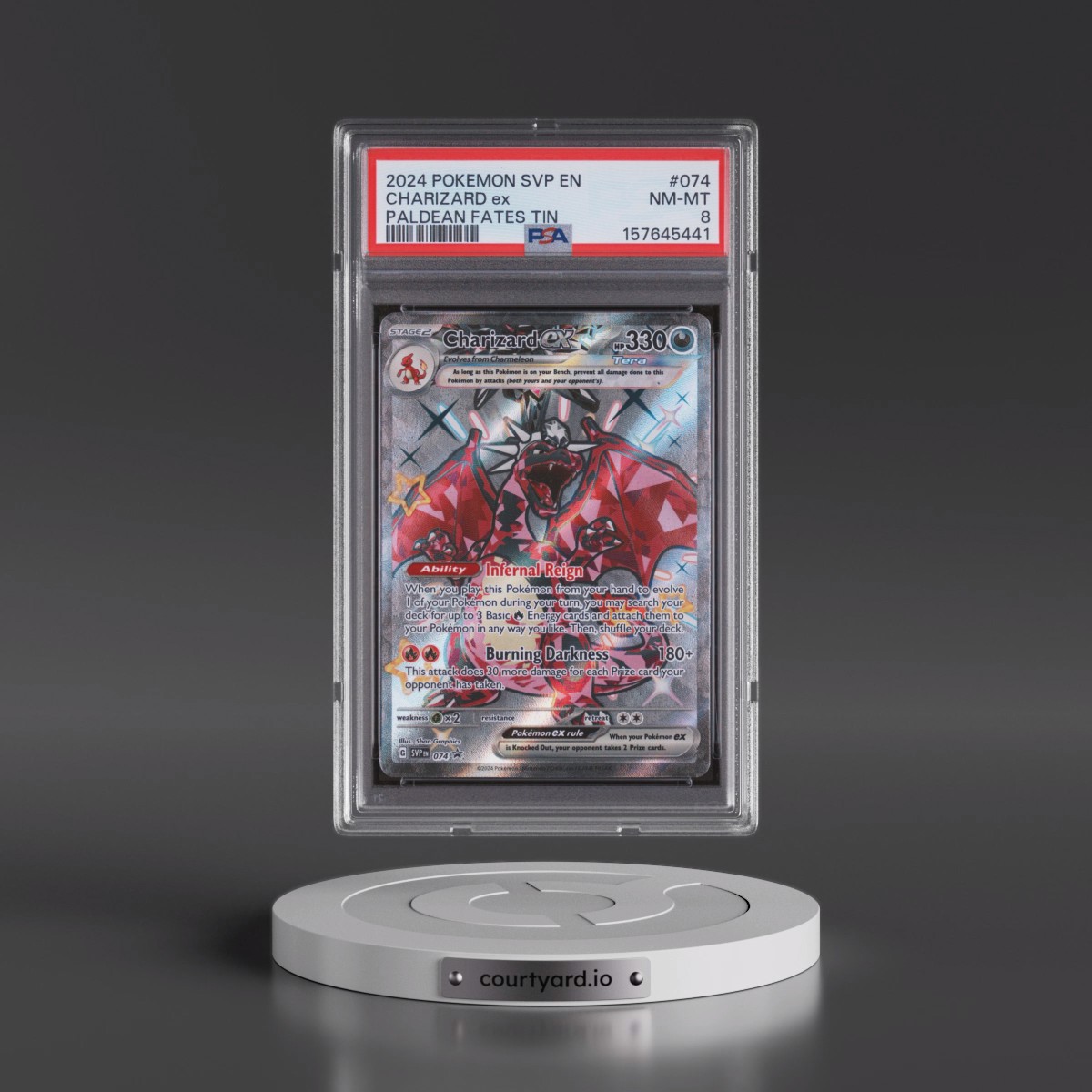 2024 Pokémon Svp EN-SV Black Star Promo #074 Charizard EX - Holo Paldean Fates Tin (PSA 8 NM-MT)